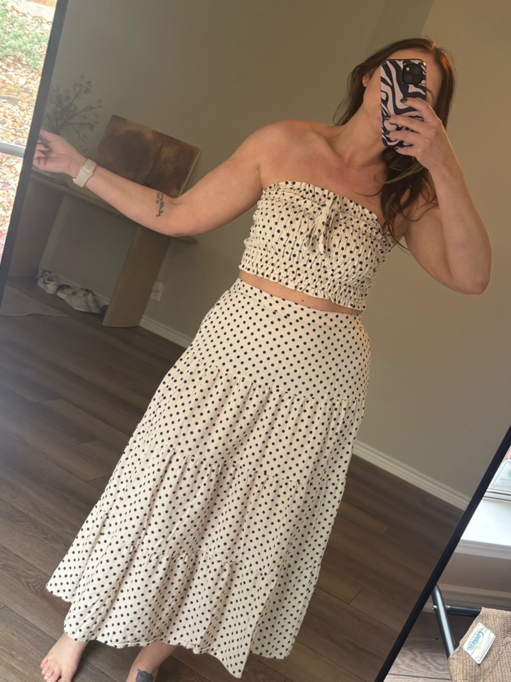 Women’s Cream Polka Dot Maxi Set